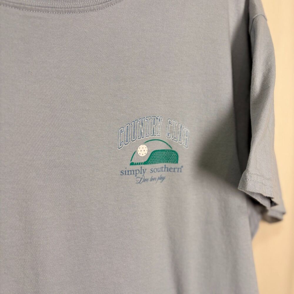 Simply Southern Country Club Pickleball Dog T-Shirt Light Blue Short Sleeve LG - Picture 5 of 8